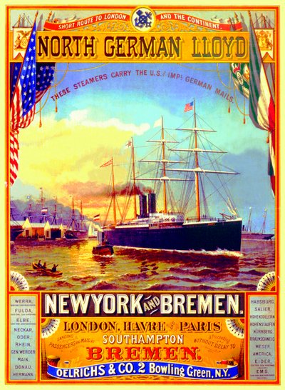 Poster Advertising the North German Lloyd Line, 1883 by German School