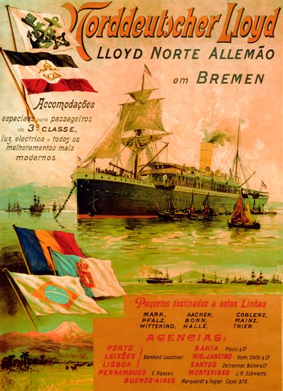 Poster Advertising the North German Lloyd Line, 1898 by German School