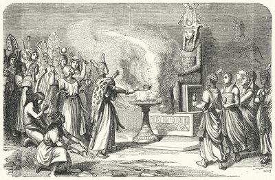 Priests performing a sacrifice in Ancient Egypt by German School