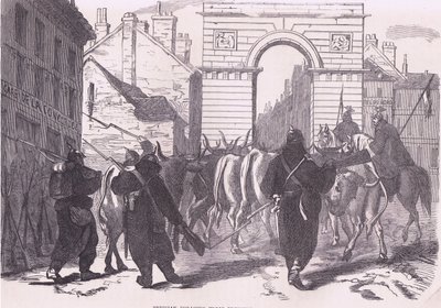 Prussian foraging troops bringing in cattle, Cassells History of the War between France and Germany published by Cassell and Company Limited, c.1890 by German School