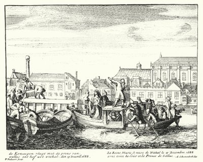 Queen Mary, Consort of King James II, Fleeing England with the Prince of Wales and Her Entire Court, December 1688 by German School