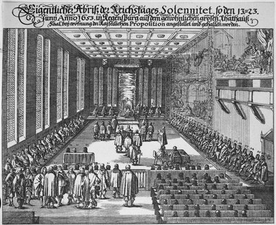 Reichstag of Regensburg in the large Council Chamber, Regensburg by German School