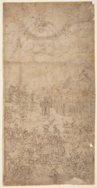 Religious allegory with the seven sacraments and the seven deadly sins by German School