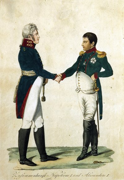 Meeting of Napoleon and Alexandre I by German School