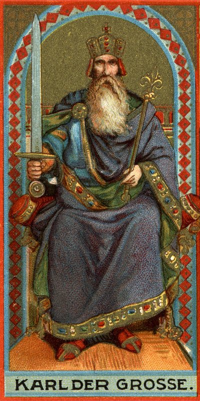 Representation of Charlemagne (742-814), king of the Franks, the Lombards and then Emperor by German School