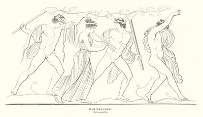 Revellers at night in Ancient Greece by German School