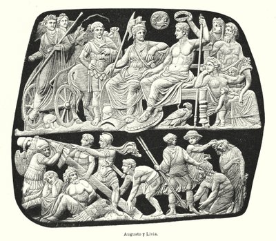 Roman Emperor Augustus and his third wife, Livia by German School