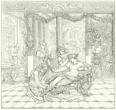 Roman lady at her toilet by German School