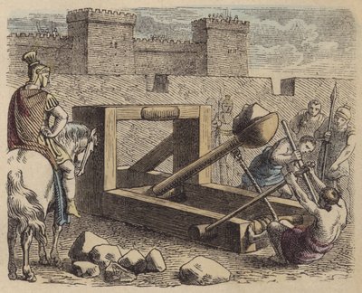 Roman Siege Catapult (Coloured Engraving) by German School