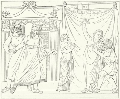 Roman theatre scene, possibly from Andria, a play by Terence by German School