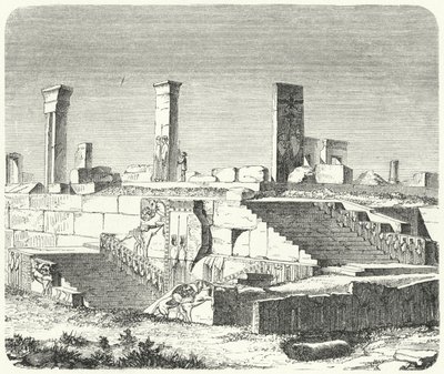 Ruins of the Palace of Xerxes at Persepolis (engraving) by German School