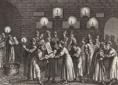 Russian Orthodox Baptism. Illustration for Bilder-Atlas by German School