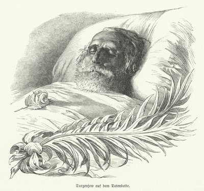 Russian Author Ivan Turgenev on His Deathbed by German School
