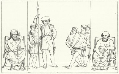 Scene from a Play by the Roman Playwright Plautus (engraving) by German School