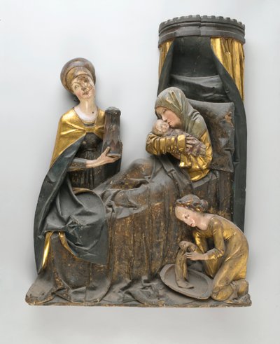 Sculpted group of the Virgin and Child and St. Anne by German School