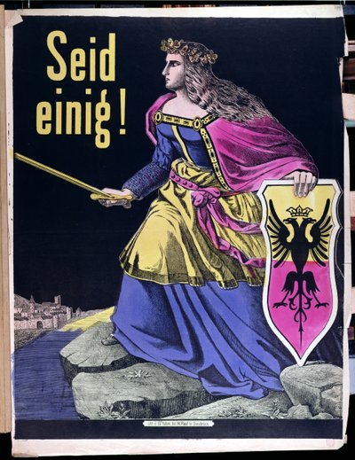 Seid Einig!, German patriotic poster, c.1870 by German School