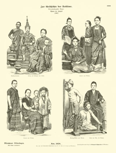 Siamese and Burmese costumes by German School