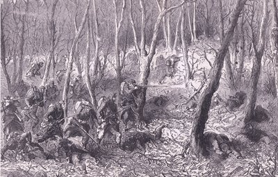 Skirmish in the woods outside Paris by German School