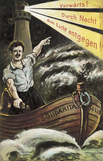 Socialist propaganda postcard by German School