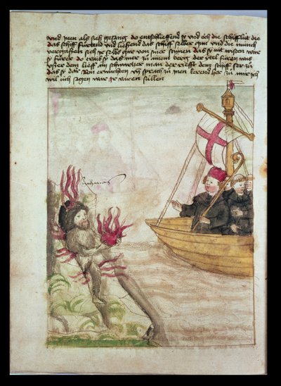St. Brendan in his ship, from the German translation of Navigatio Sancti Brendani Abbatis by German School
