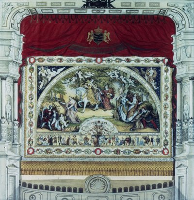 Stage and Decorative Curtain of the Dresden Theatre by German School