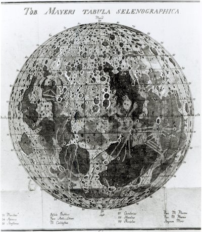 Surface of the Moon, illustration from Selenotopographische Fragmente by Johann Hieronymus Schroeter, published in 1791 by German School