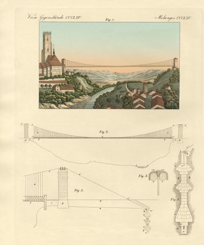 Suspension Bridge of Freiburg in Switzerland by German School