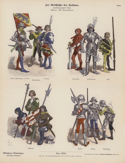 Swiss military costumes of the 15th Century by German School