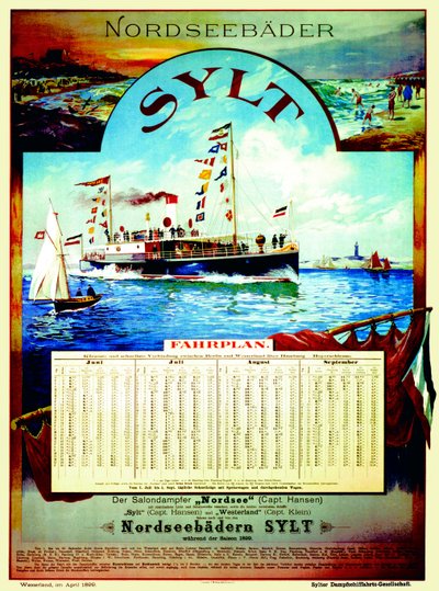 Sylt, Poster Advertising the Sylt Steamship Company, 1899 by German School