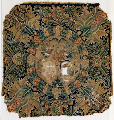 Tapestry armorial cushion cover by German School