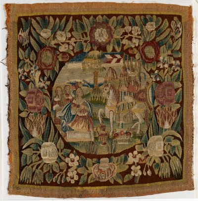 Tapestry Cushion Cover Depicting David and Abigail, Samuel XXV, Made Possibly in Hamburg, Germany, c.1615 by German School