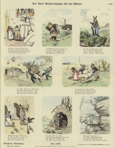 The Animals Preparing for Winter by German School
