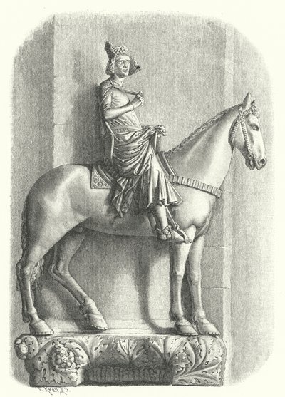The Bamberg Horseman, Statue at Bamberg Cathedral, Germany (engraving) by German School