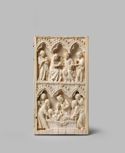 The Entombment of Christ and the Coronation of the Virgin, right wing of a diptych by German School