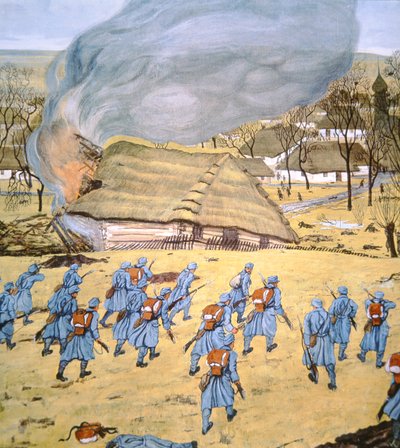 The First Austrian-Hungarian Landsturm Regiment attacks Serbian village of Stady Korciyan, December 22 by German School