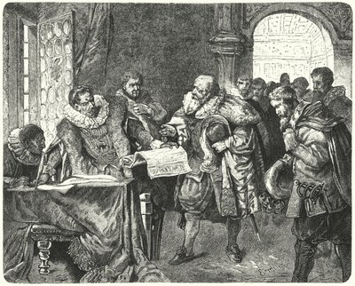 The Holy Roman Emperor Rudolf II granting Bohemian Protestants greater religious freedom in his Letter of Majesty by German School