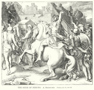 The Siege of Jericho, Joshua, ch vi, ver 13 (engraving) by German School