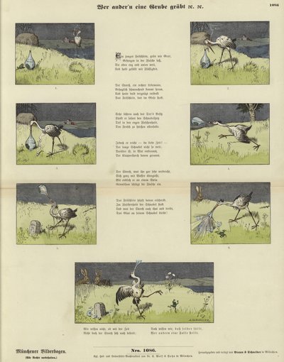 The Stork and the Frog in a Vase by German School