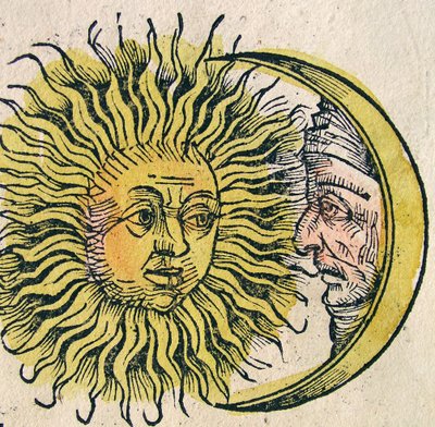 The Sun and Moon by German School