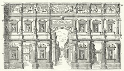 The Teatro Olimpico ("Olympic Theatre") in Vicenza, Northern Italy (engraving) by German School