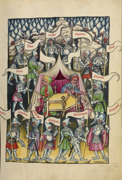 The Twelve Tribes of Israel from Weltchronik Ms 33 fol.94, c.1400-10 by German School