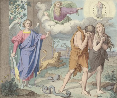 The Banishment from Paradise by German School