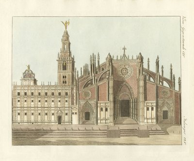 The Cathedral or Metropolitan Church of Seville (coloured engraving) by German School