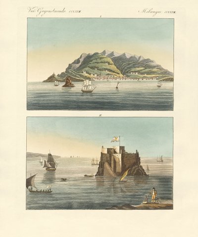 The city of Funchal and Fort Loo of the island of Madeira by German School