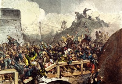 The defeated French troops at the battle of Sedan, 1st September 1870 by German School