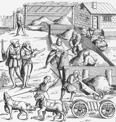 The Extraction of Metals, after a Woodcut in Cosmographie Universelle of Munster, Published 1552 by German School