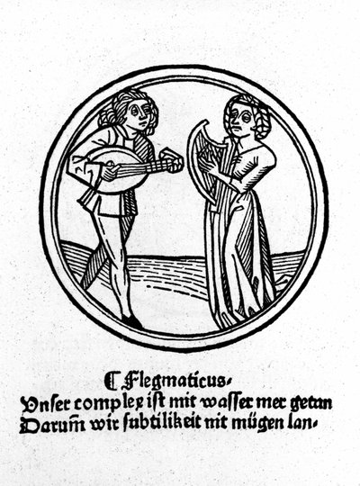 The four temperaments: phlegmatic (slow and apathetic) (xylography, Augsburg 1480) by German School