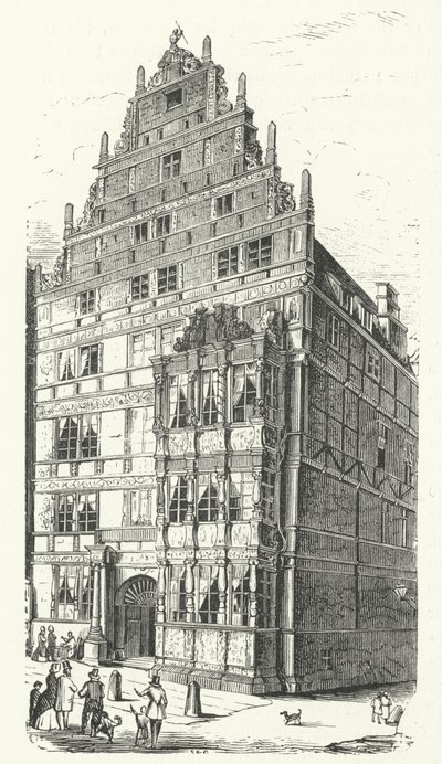 The home of German polymath Gottfried Wilhelm Leibniz in Hanover (engraving) by German School