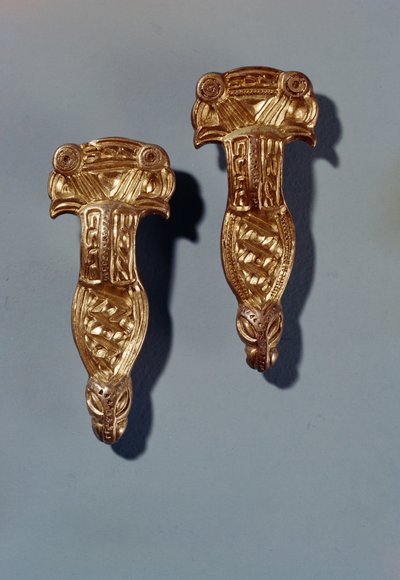 Thueringer Fibulas with Birds Heads, Stoessen, First Half of 6th Century by German School
