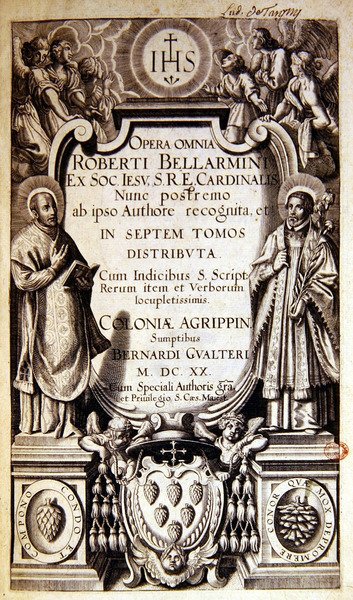Title page of Opera Omnia of Robert Bellarmine, edition published in Cologne in 1620 by German School